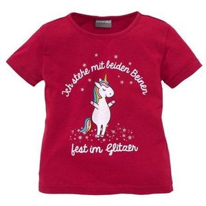 KIDSWORLD T-Shirt Mit Einhorn-Druck und Glitzereffekten Kurzarm, hüftlange Passform, mit stylischem Print