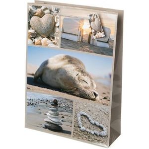 Linoows Tragetasche 10 Stück maritime Geschenktüten `Am Strand`, Tüten, Große Papiertragetaschen