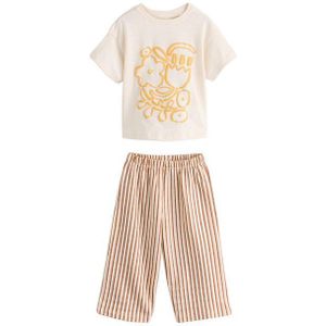 Next Top & Hose Kurzarm-T-Shirt und weite Hose aus 100 % Baumwolle (2-tlg)