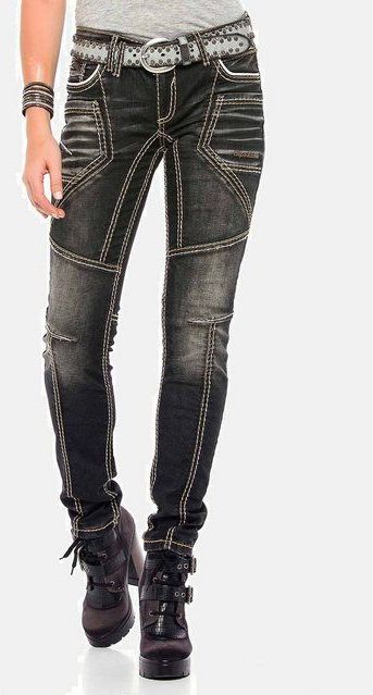 Cipo & Baxx Slim-fit-Jeans Jeans mit extravagantem Nahtdesign, WD382