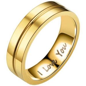 Taffstyle Fingerring Edelstahl Ring I Love You Gold (ohne Kristalle) Größe 57 (18.1) (Freundschaftsring Paarring Partnerring Ehering Trauring Hochzeitsring), vergoldet Verlobungsring Partnerring Liebesring Herrenring Damenring
