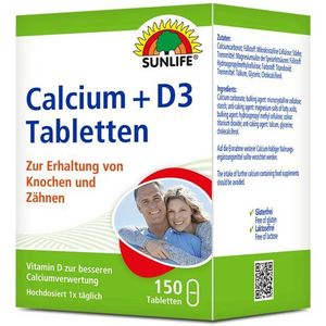 SUNLIFE SUNLIFE® Calcium + Vitamin D3 Tabletten hochdosiert Erhalt von Knochen 1 x täglich eine Tablette mit ausreichend Flüssigkeit schlucken