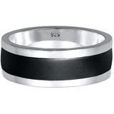 Kuzzoi Silberring Herren Bandring Emaille Casual 925 Silber