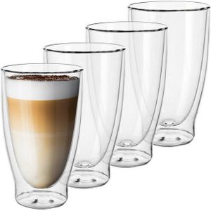 GENTOR Gläser-Set GENTOR Glas Set Doppelwandige Gläser 2er Set Wasserglas Saftglas Krist, 2-teilige Latte Macciatto Doppelwand 400ml