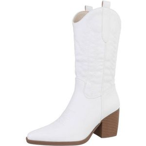 Ital-Design Damen Cowboyboots Western Westernstiefel (87379004) Blockabsatz Stiefel in Weiß