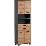 welltime Hochschrank Palermo, Made in Germany Breite 60 cm, verstellbare Einlegeböden, Metallgriffe