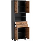 welltime Hochschrank Palermo, Made in Germany Breite 60 cm, verstellbare Einlegeböden, Metallgriffe