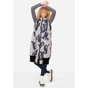 Laurasøn Steppweste Steppweste lange Form Print Kapuze 2-Wege-Zipper