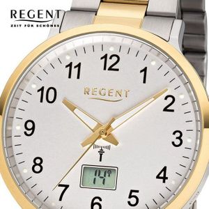 Regent Funkuhr Regent Herren Uhr FR-245 Metall Funk, (Funkuhr), Herren Funkuhr rund, groß (ca. 40mm), Metallarmband