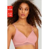 petite fleur Bralette-BH (Packung, 2 Stück) ohne Bügel mit Spitzenband, aus weicher Baumwolle, Basic Dessous