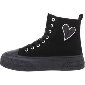 Ital-Design Damen High-Top Freizeit Sneakerboots (84323497) Keilabsatz/Wedge Sneakers High in Schwarz