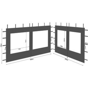 Quick Star Pavillonseitenteil 2 Seitenteile mit Fenster für Pavillon 3x4m, Für Pavillons der Größe 3x4m
