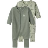 Name It Schlafanzug NBMNIGHTSUIT 2P ZIP FF GREEN DINO NOOS (Packung, 2 tlg)