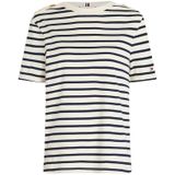 Tommy Hilfiger Rundhalsshirt REG STRIPE GOLD BTN C-NK SS mit goldfarbenem Knopf