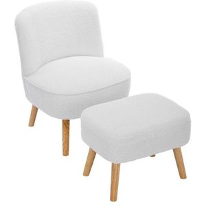OKWISH Stuhl Teddy-Samtstoff,Loungesessel,Freizeitstuhl mit Hocker (Stilvoller Loungesessel mit Hocker – Teddy-Samtstoff, ergonomische Rückenlehne, Massivholzbeine, 150 kg Belastbarkeit., 1 St)
