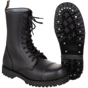 PureTrash Stiefel, 10-Loch "Pure Trash", schwarz, Stahlkappe, Schraube Stiefel geschraubte, geklebte und genähte Profilsohle