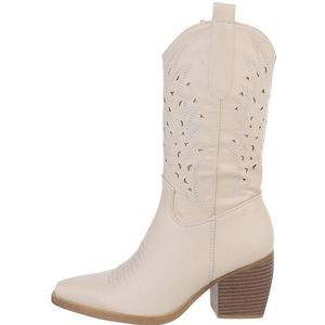 Ital-Design Damen Cowboyboots Western Westernstiefel (84160563) Blockabsatz Western- & Bikerstiefel in Beige