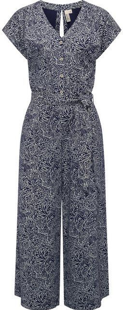 Ragwear Jumpsuit Glina Print Langer Damen Overall mit Bindegürtel an der Taille