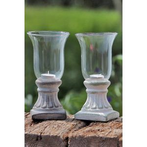 BOLTZE GRUPPE GmbH Windlicht Windlicht Glas grau/weiß Fuß H 22cm Stückpreis