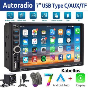 ESSGOO 7 Zoll Doppel 2 DIN Wireless Carplay Android Auto Bluetooth USB AUX Autoradio (FM, Mit 7" Bildschirm Freisprecheinrichtung Touchscreen Mirror Link SWC)