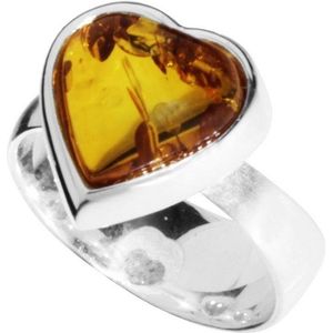 OSTSEE-SCHMUCK Silberring - Herz - Silber 925/000 - Bernstein (1-tlg)