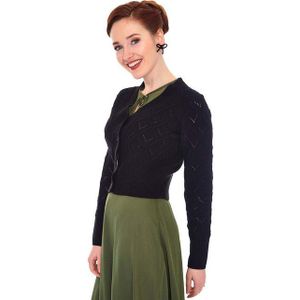Voodoo Vixen Strickjacke Black Chunky Knit Cardigan Retro Vintage Cardigan Diamantenmuster