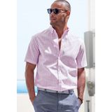 John Devin Kurzarmhemd Regular Fit, Streifenhemd mit Button-down-Kragen aus reiner Baumwolle