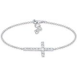Elli Armband Kreuz Glaube Kristalle Funkelnd Elegant 925 Silber, Kreuz