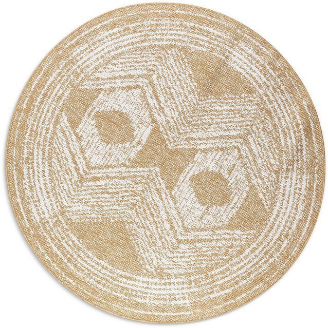 ELLE DECORATION Teppich Merge Wendeteppich, rund, Höhe: 5 mm, Flachgewebe, In-& Outdoor, Modern, beidseitig, Balkon, Wohnzimmer