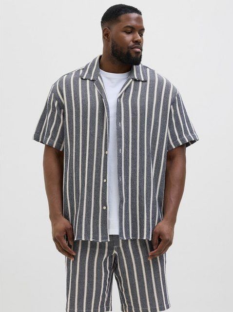 Jack & Jones PlusSize Kurzarmhemd JORCOBA STRIPE RESORT SHIRT SS SN PLS