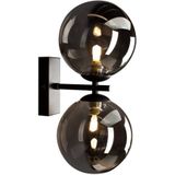 ECO-LIGHT LED Wandleuchte, Dimmfunktion, LED wechselbar, Warmweiß, innen, mit Schalter, Bauhaus Bubble Lampe 2x Rauchglas Kugel, H: 23cm