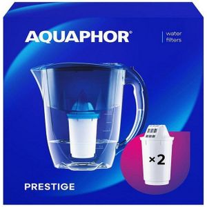 AQUAPHOR Wasserfilter Set Prestige blau - inkl. 2x Filterkartuschen A5, 350l., Zubehör für Zubehör für Filterkartuschen AQUAPHOR A5, A5H hartes Wasser & A5 Magnesium, Reduziert Kalk, Chlor & weiteren Stoffen. BPA frei