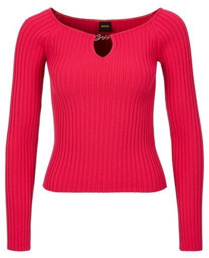 BOSS ORANGE Carmenpullover C_Fayez Cut-Out mit Logodetail