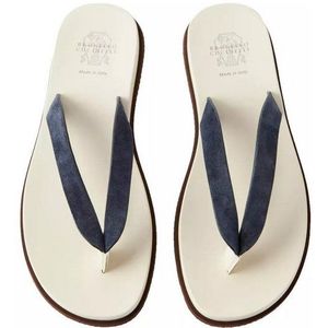BRUNELLO CUCINELLI Sandalen Flip-Flops aus Veloursleder und Leder Sandale Weiche Veloursleder-Riemen und gepolstertes Lederfußbett