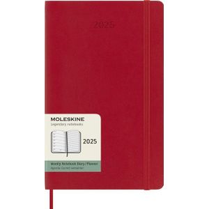 MOLESKINE Buchkalender, 12 Monate Wochen-Notizkalender 2025 - Weicher Einband - Rot - L/A5