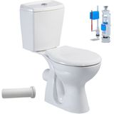 Belvit Tiefspül-WC S-ESW001, Stand-WC mit Spülkasten und Soft-Close Deckel