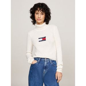 Tommy Jeans Strickpullover TJW MELANGE TRTLNCK FLAG SWEATER mit Logo-Flag