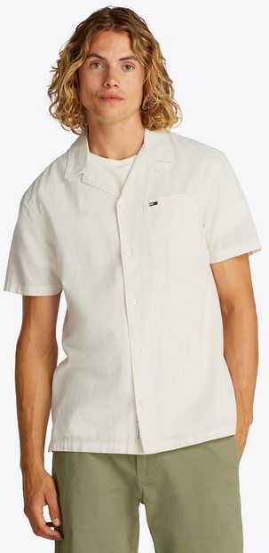 Tommy Jeans Plus Kurzarmhemd TJM LINEN BLEND CAMP SS EXT Mit V-Ausschnitt
