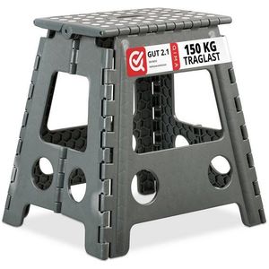 relaxdays Sitzhocker Klapphocker faltbar XL, hellgrau