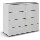 rauch Schubkastenkommode Sideboard Schubladenkommode Schubladenkommode AGORDO mit Glasfront (in zwei Griff-Farben), Breite 93 cm mit 4 großen Schubladen für viel Stauraum MADE IN GERMANY