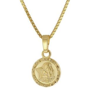 trendor Kette mit Anhänger Engel-Anhänger Gold 333 mit vergoldeter Silber-Kette für