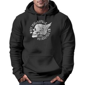Neverless Hoodie Hoodie Herren Sweatshirt Motorrad Biker Totenkopf Skull Wings Vintage
