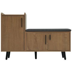 Flieks Schuhschrank (B100/T34/H69 cm, 1-St., gepolsterter Sitzfläche und Metallgriff, ca 10 Paar Schuhe) Schuhwechselhocker mit Seitenschrank Schuhbank mit 3 Tür