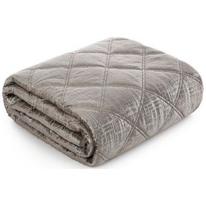 Eurofirany Tagesdecke Eleganter Bettüberwurf BLINK6 silber Details Karomuster Steppung, Allzweckdecke, weiche Decke in Schwarz, Beige, Creme, Silber zur Wahl