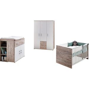 Lüttenhütt Babyzimmer-Komplettset Rieke, mitwachsende Möbel bis ins Jugendalter, toll für kleine Zimmer, (Set, 4-tlg., Kinderbett, Unterbauregal für Wickelkommode, Schrank, Wickelkommode), Made in Germany, Blauer Engel zertifiziert, zeitloses Design