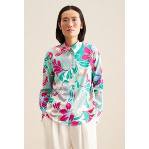 seidensticker Hemdbluse Schwarze Rose Langarm Kragen Floral