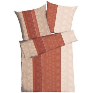 Kaeppel Bettwäsche 200x200cm Fenway Ziegel Braun Rot Fächermotiv, Mako-Satin, 3 teilig, wunderschönes elegantes Motiv