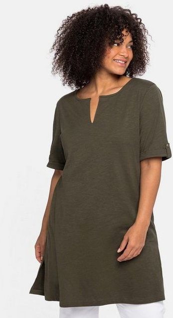 Sheego Longshirt Große Größen mit geschlitztem Ausschnitt