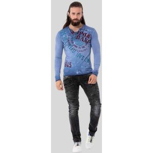 Cipo & Baxx T-Shirt Sweatshirts mit Knopfleiste am Ausschnitt