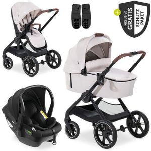 Hauck Kombi-Kinderwagen Walk N Care Trio Set - Beige, 3in1 Kinderwagen Set mit Babywanne, Babyschale, Sportsitz & Zubehör